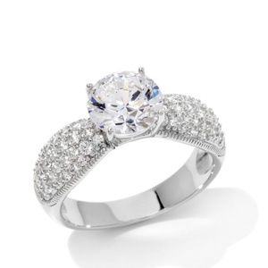 2.73 Round Solitaire Pavé Sides Ring size 5